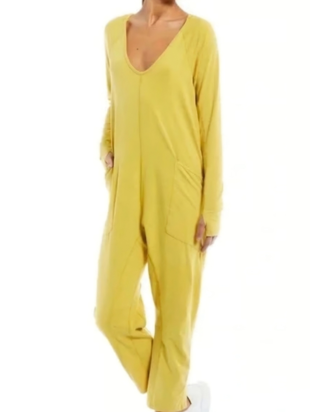 Free People Movement Mustard Yellow Long Sleeve Oversize Jumpsuit XS